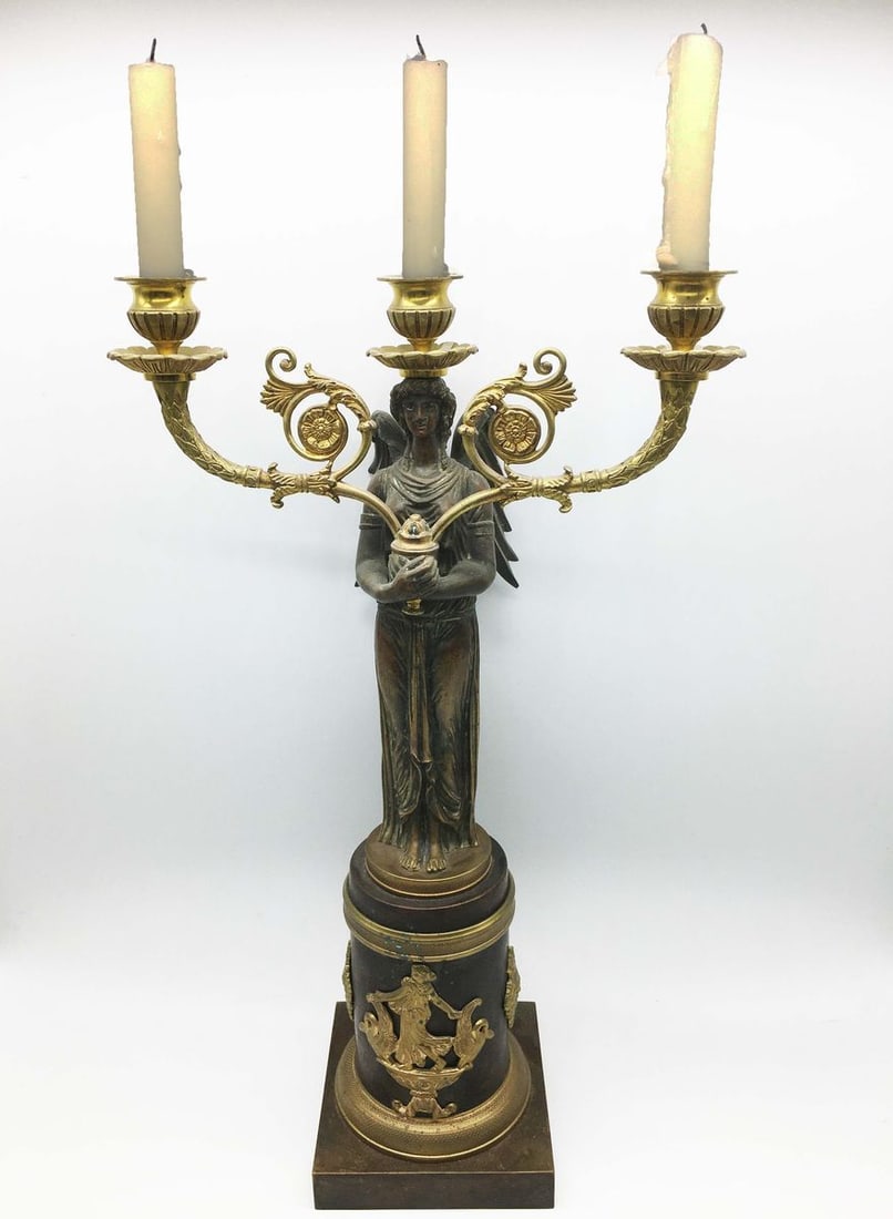 Russia Empire style bronze candlestick for 3 candles early 19th century (1 of 12)