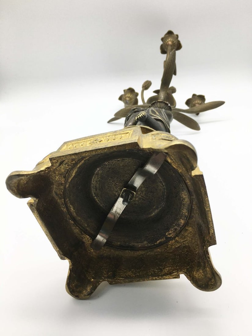 Russia Empire Bronze candlestick with a boy for 3 candles of very beautiful casting 1830-1840s - 10