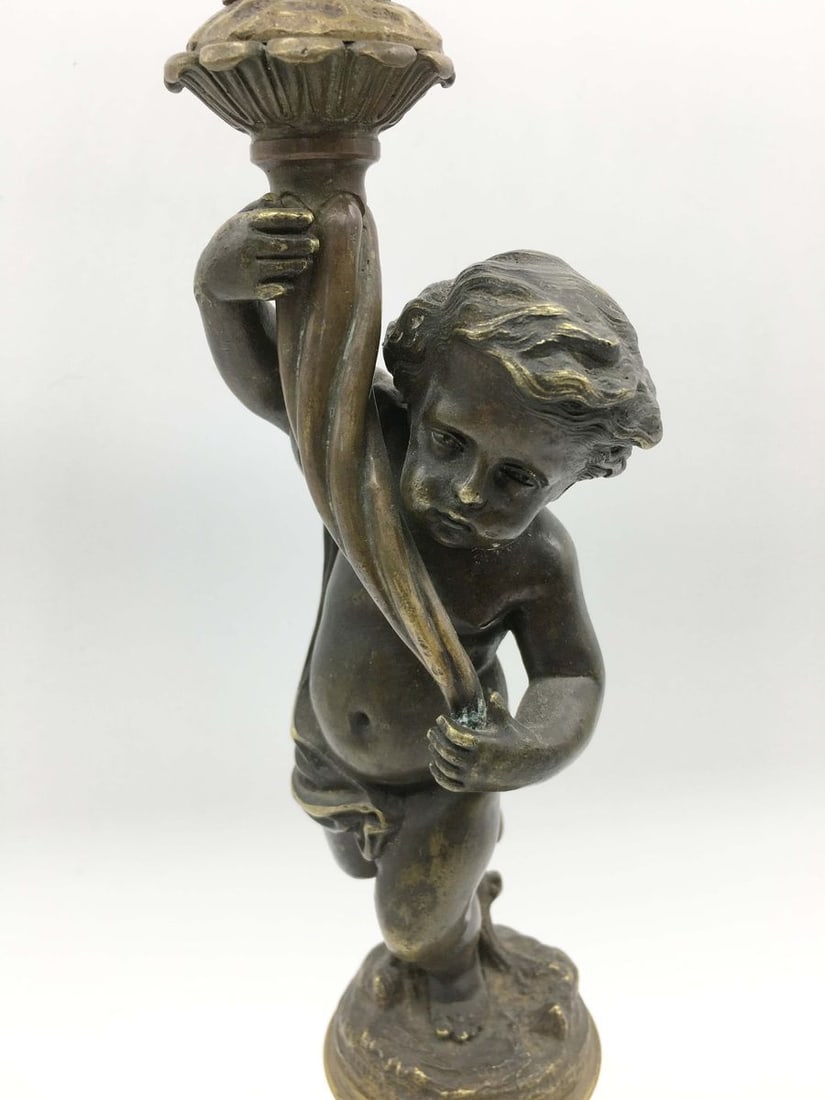 Russia Empire Bronze candlestick with a boy for 3 candles of very beautiful casting 1830-1840s - 3