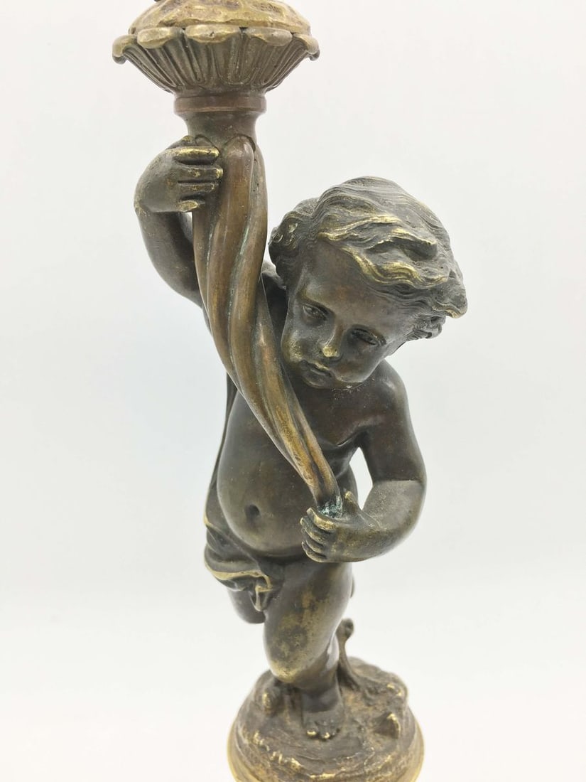 Russia Empire Bronze candlestick with a boy for 3 candles of very beautiful casting 1830-1840s - 4