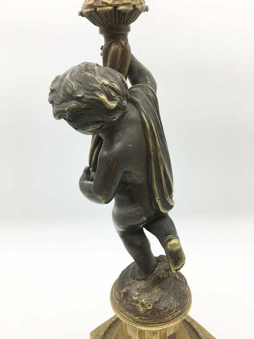 Russia Empire Bronze candlestick with a boy for 3 candles of very beautiful casting 1830-1840s - 7