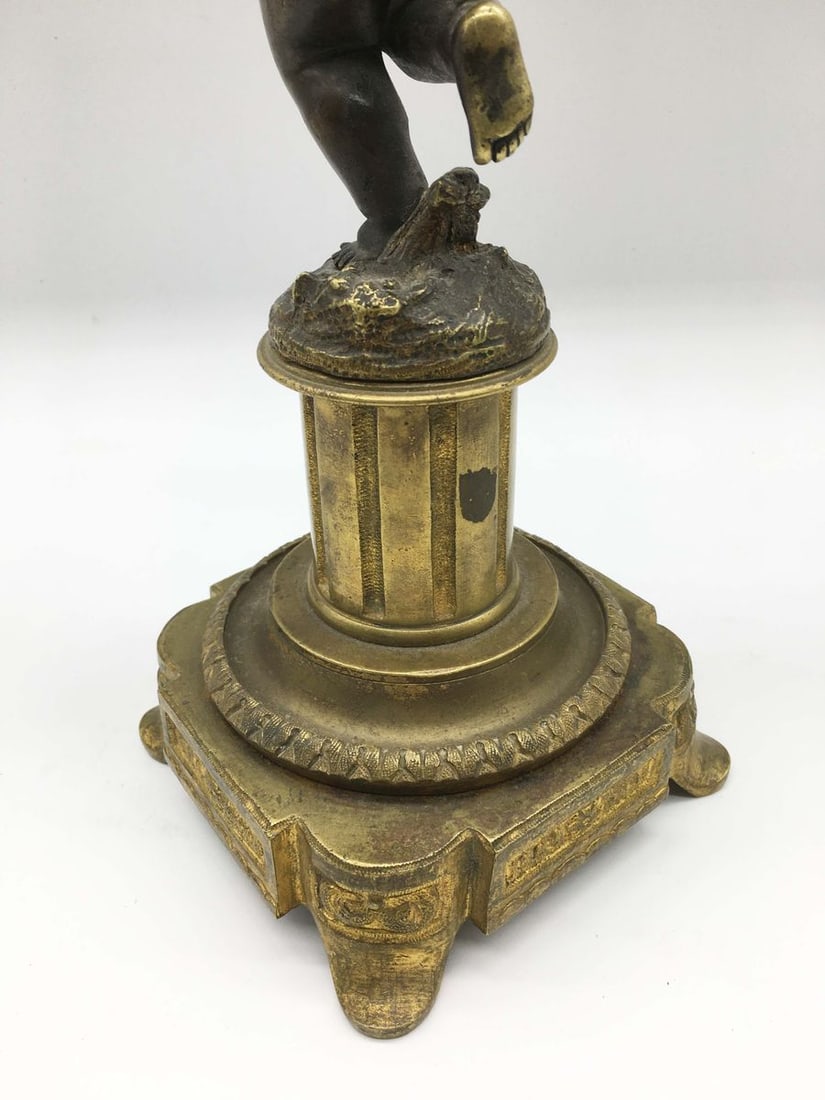 Russia Empire Bronze candlestick with a boy for 3 candles of very beautiful casting 1830-1840s - 8