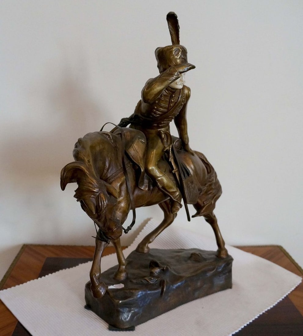 France bronze figurine "Hussar" and ivory Raffaello Nannini - 2