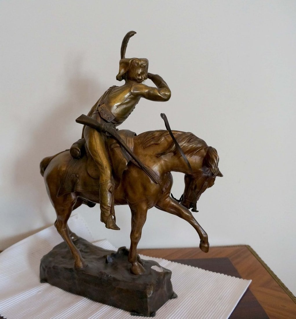 France bronze figurine "Hussar" and ivory Raffaello Nannini - 4