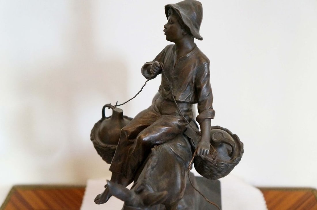 France sculpture Boy with a donkey Julius Paul Schmidt-Felling late 19th century - 13