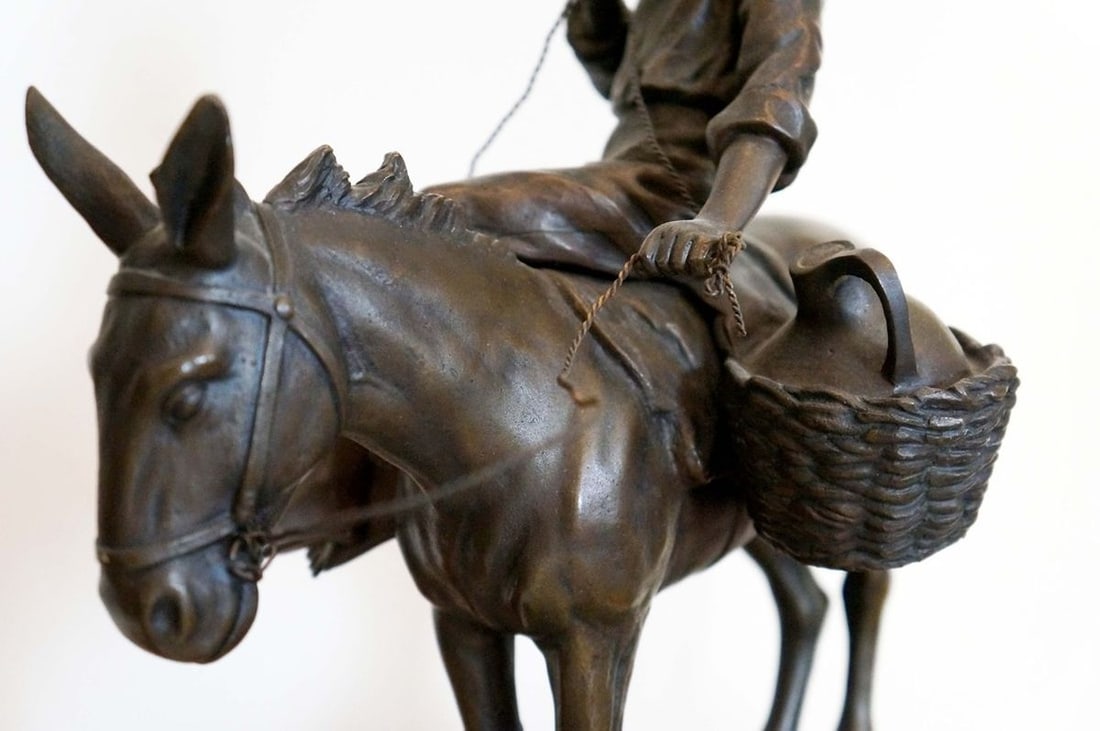 France sculpture Boy with a donkey Julius Paul Schmidt-Felling late 19th century - 14