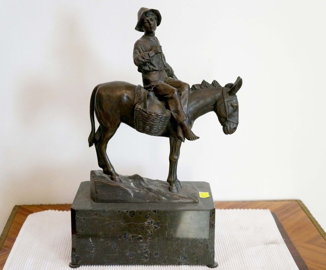 France sculpture Boy with a donkey Julius Paul Schmidt-Felling late 19th century: Title: France sculpture Boy with a donkey Julius Paul Schmidt-Felling late 19th century Description: Verndec 105 ITEM DESCRIPTION : *Medium: *The size: 44x29x19 cm/'17.32x11.41x7.48 inches' *Sculptor: