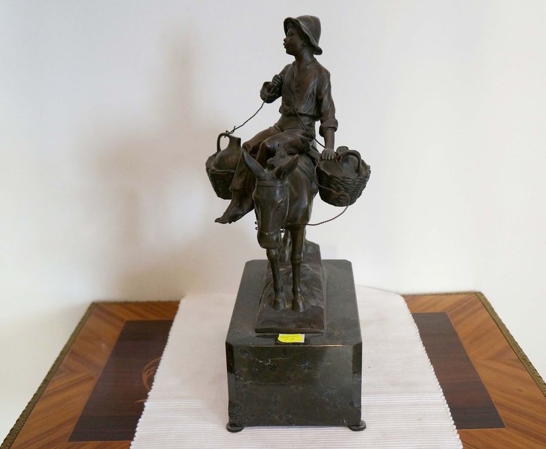 France sculpture Boy with a donkey Julius Paul Schmidt-Felling late 19th century - 3