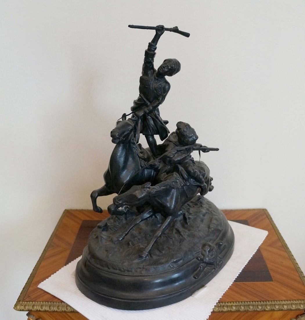 Russia Sculptural group "Dzhigitovka Lezgin" Evgeniy Aleksandrovich Lancere Kasli iron foundry 1972s - 2