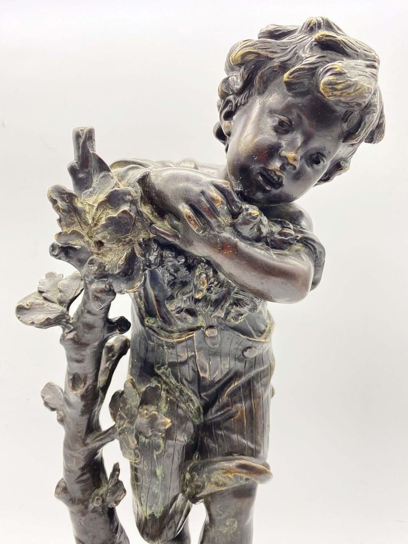 Europe bronze boy with a bird 1920-30 - 3
