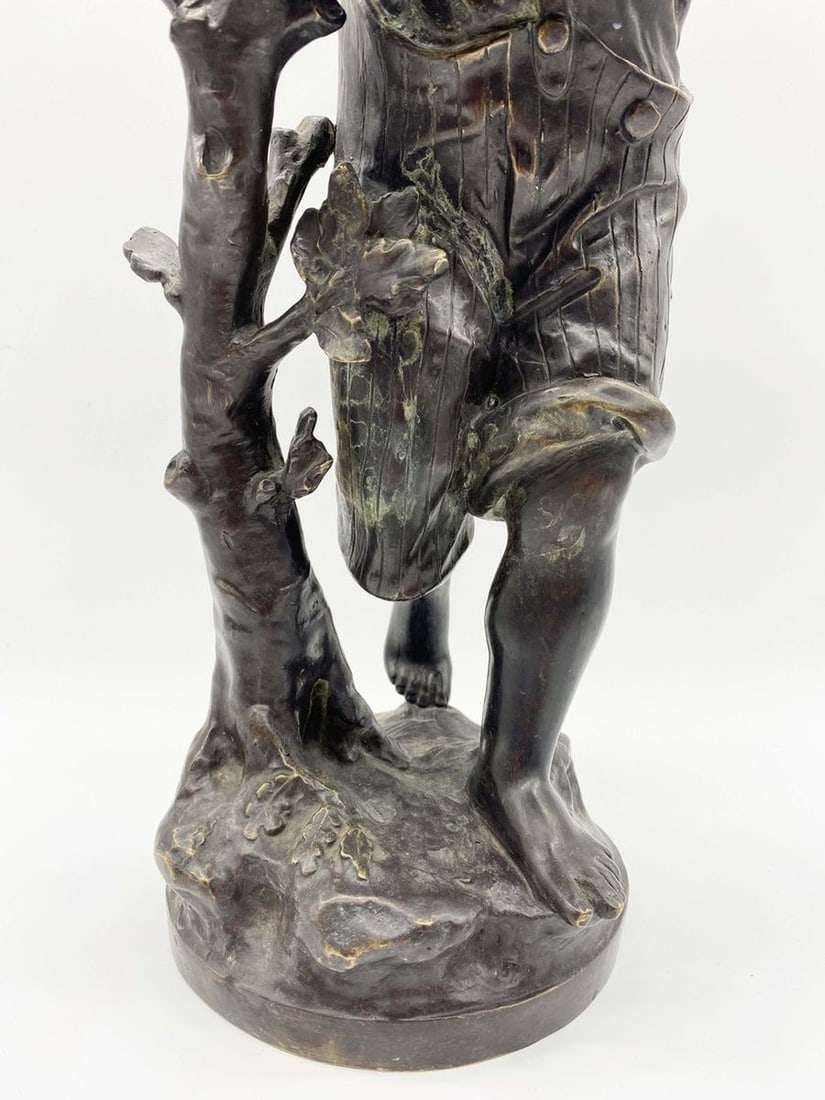 Europe bronze boy with a bird 1920-30 - 4