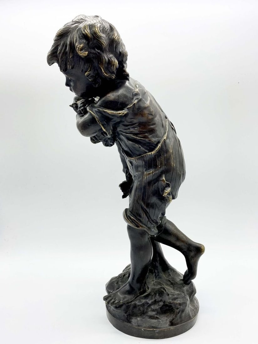 Europe bronze boy with a bird 1920-30 - 7