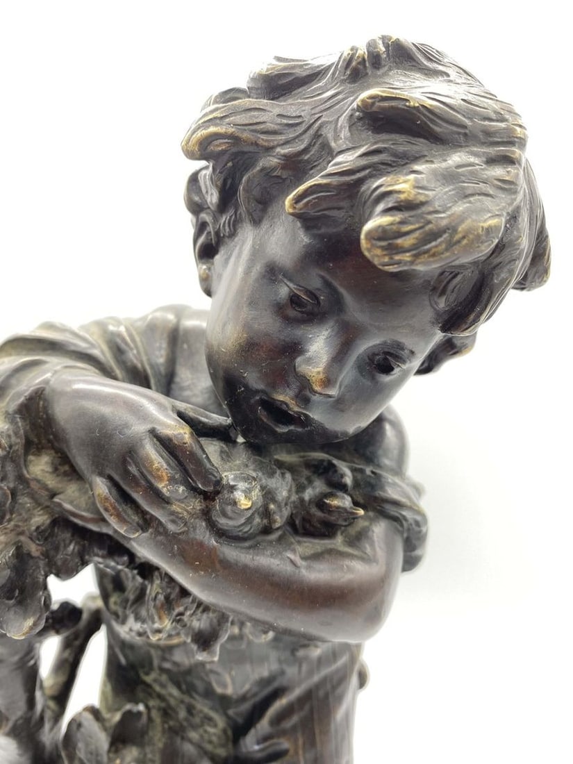 Europe bronze boy with a bird 1920-30 - 8