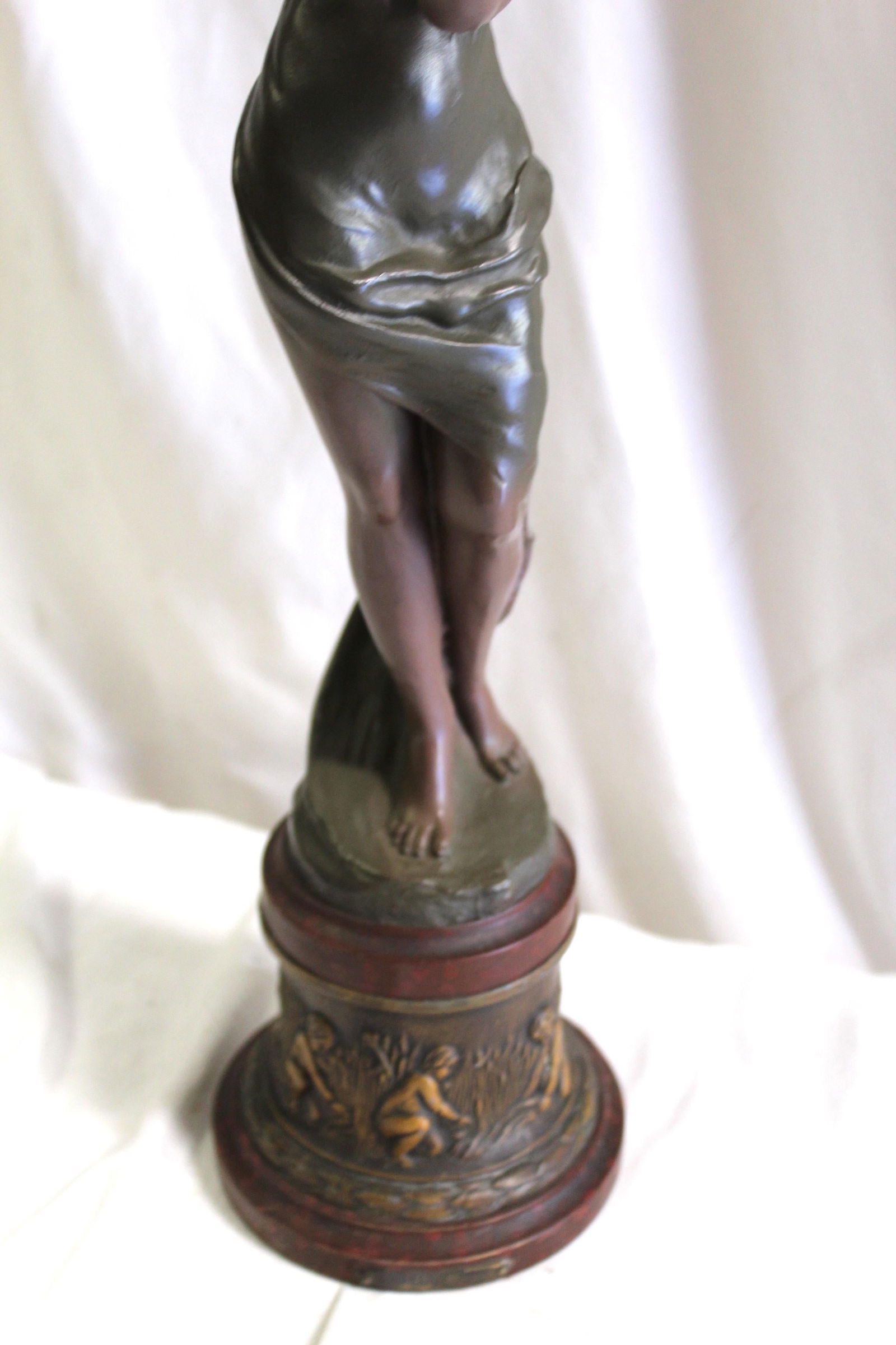 Art Deco Sculpture , Pixy w Violin , Antique - 11