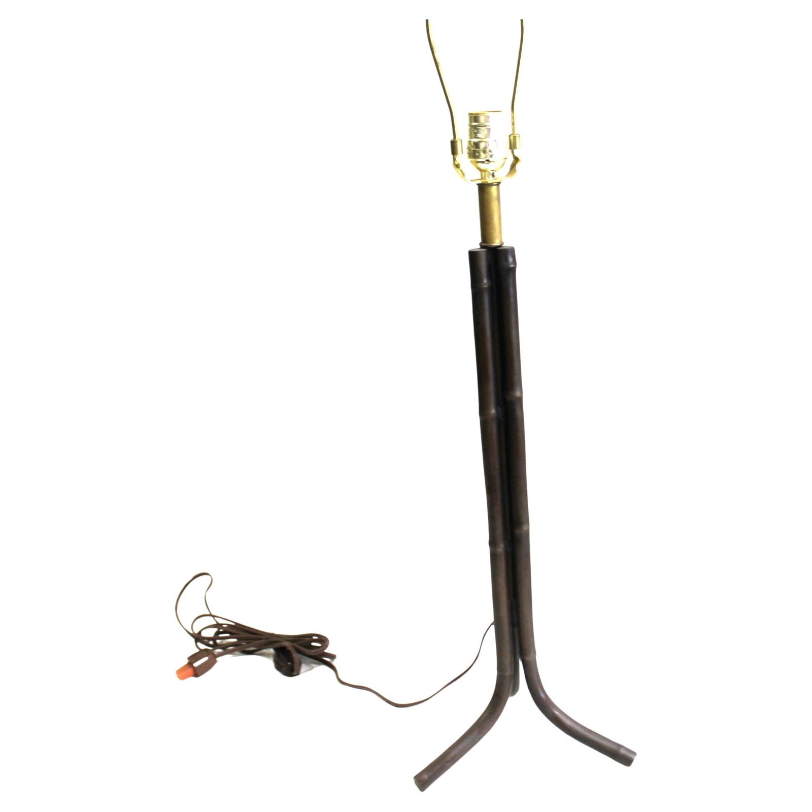 Mid Century/Modern Table Lamp Bronze , Bamboo design: A popular Custom designed solid Bronze lost wax cast Table Lamp. Custom made for a designer in Los Angeles . Stands at 27" to the shade mount and the 3 leg bottom is at 8" across . Wired with a single