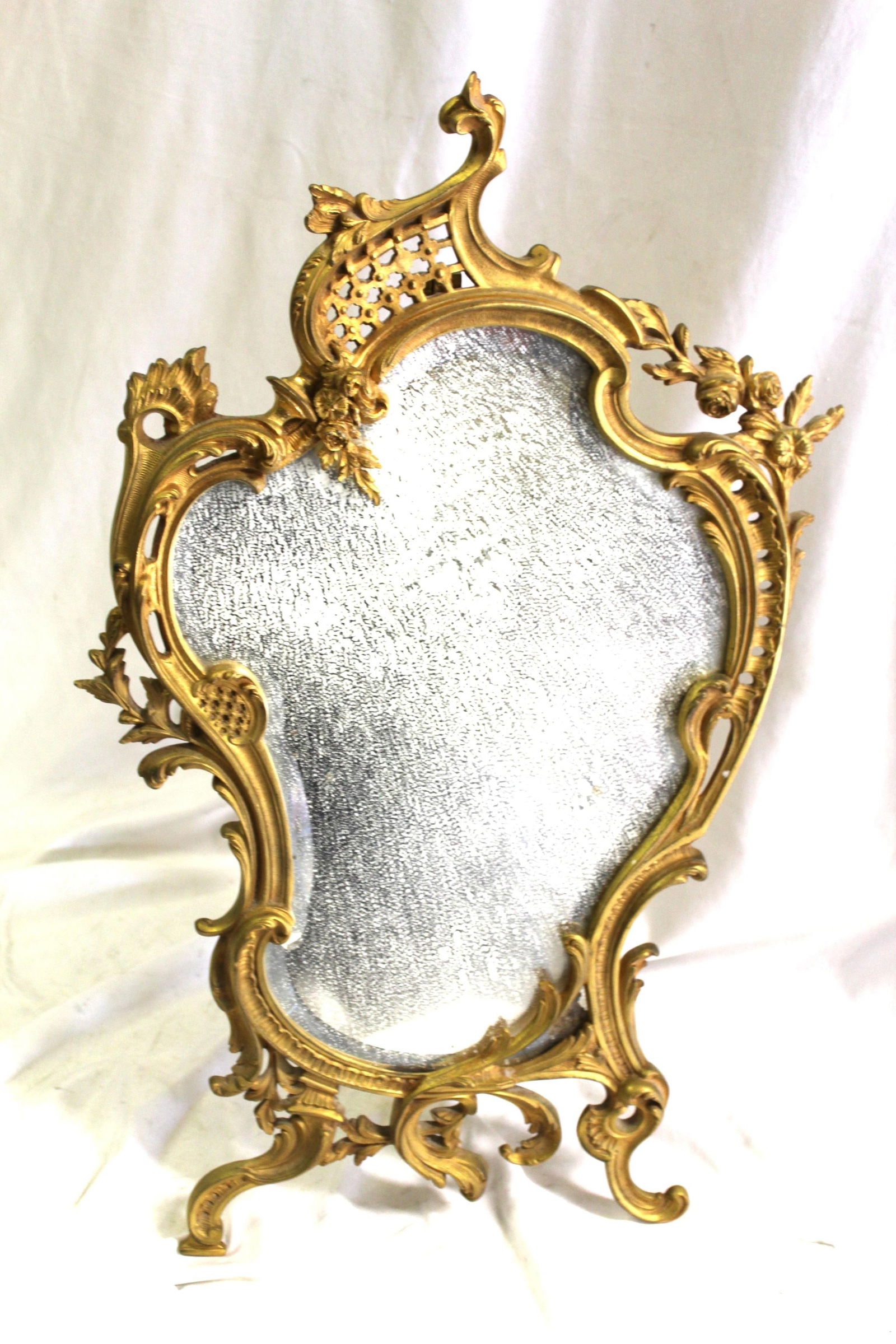 Vintage French, Gold Dore' table mirror. Early 20 Th Century - 6