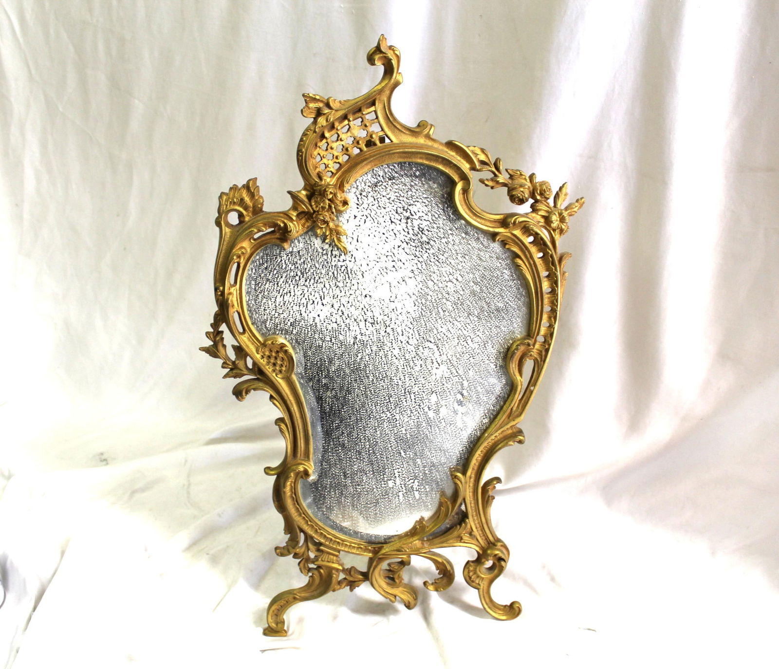 Vintage French, Gold Dore' table mirror. Early 20 Th Century - 8