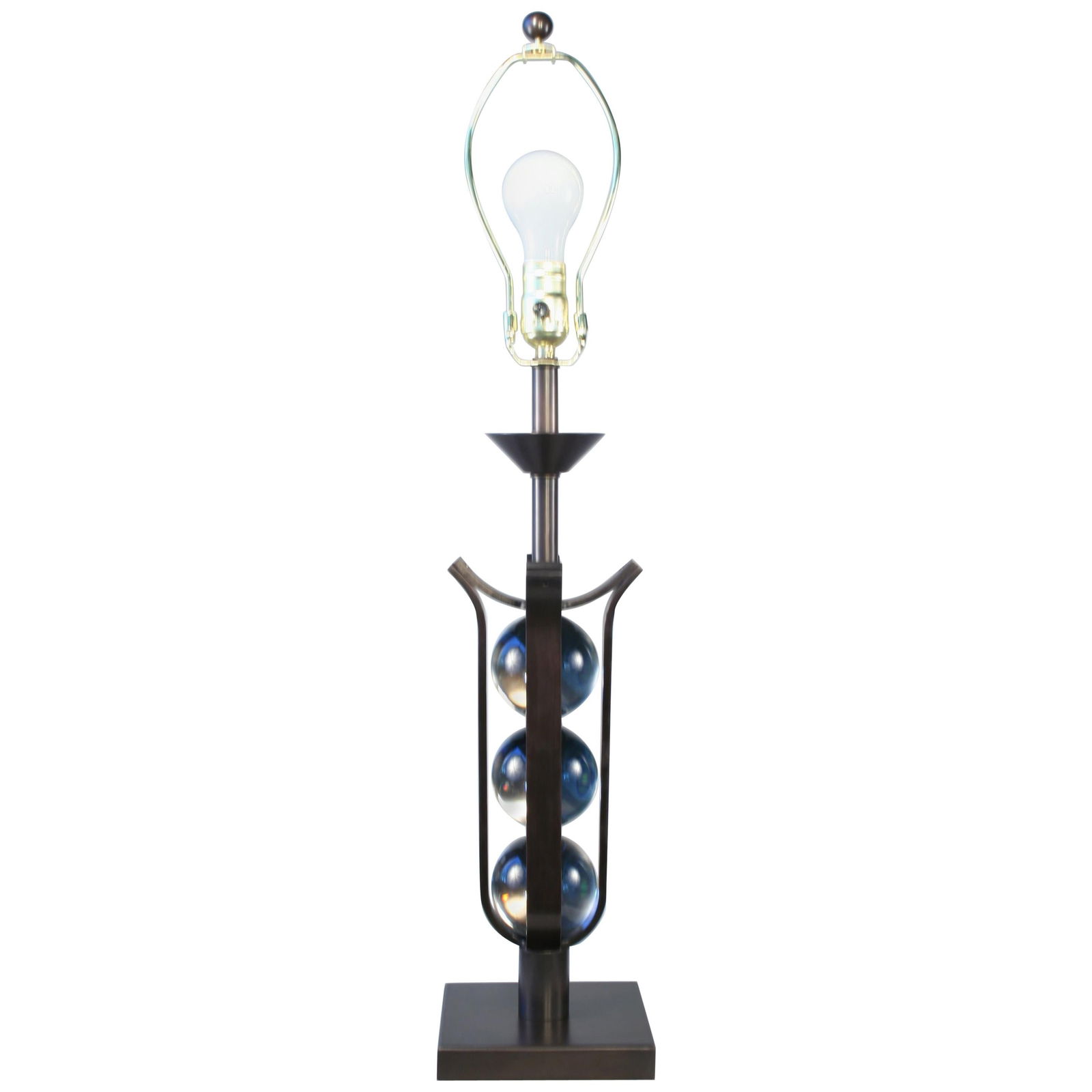 Art Deco Style Lamp, Iron and Glass Spheres, after E. Brandt (1 of 18)