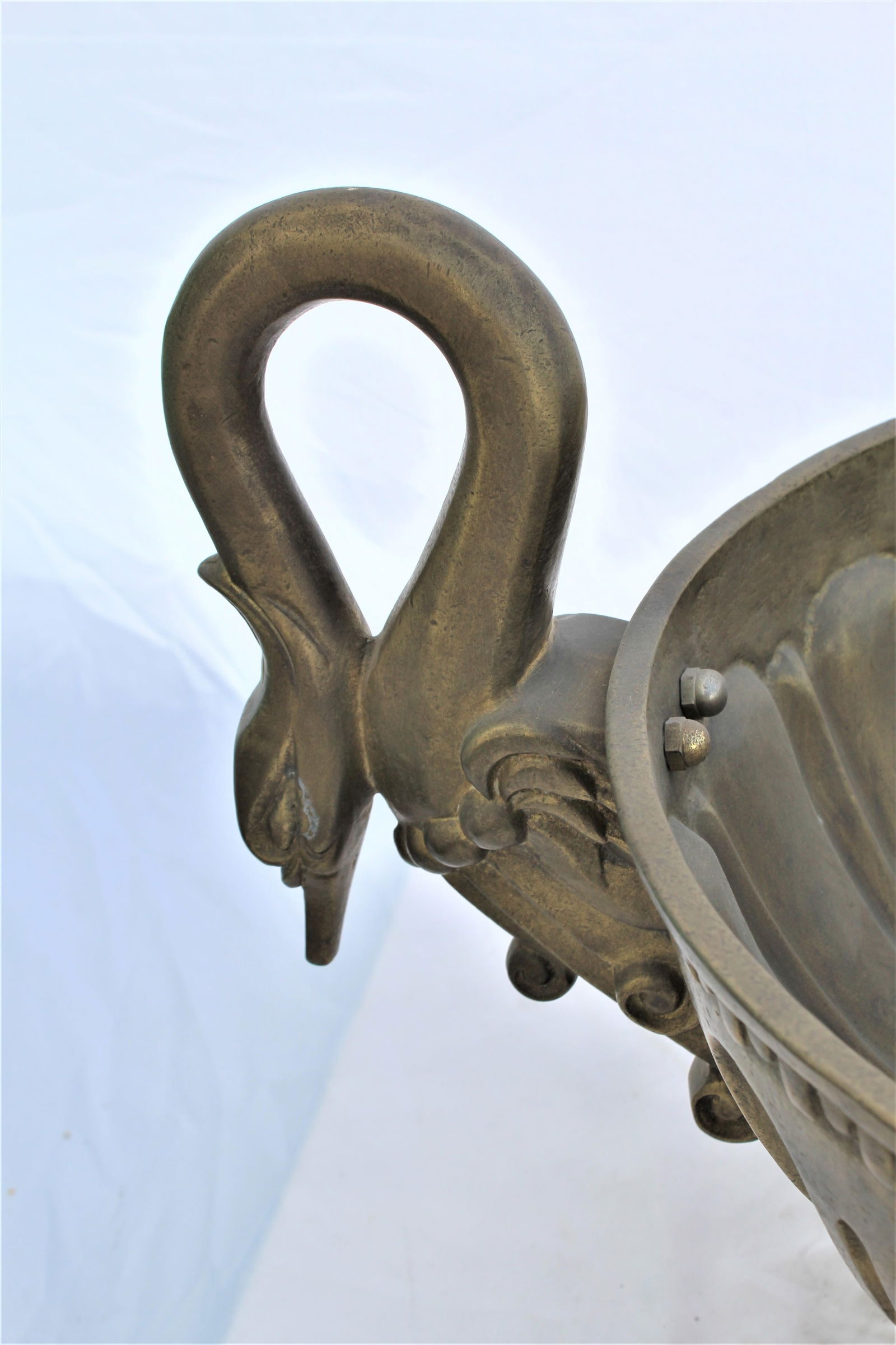 Swan Bowl, Solid Brass, Midcentury Design, Double Handle - 4