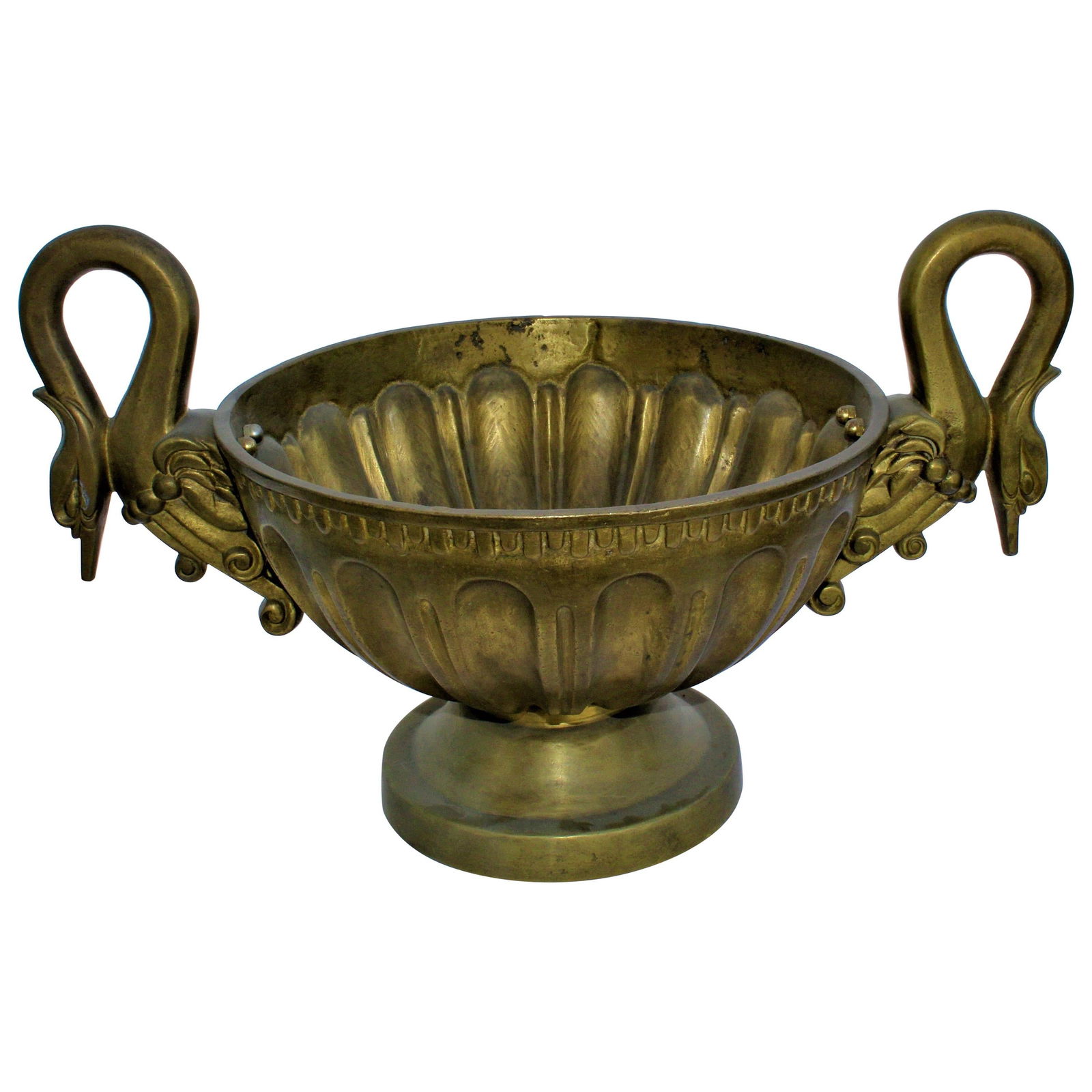 Swan Bowl, Solid Brass, Midcentury Design, Double Handle - 7