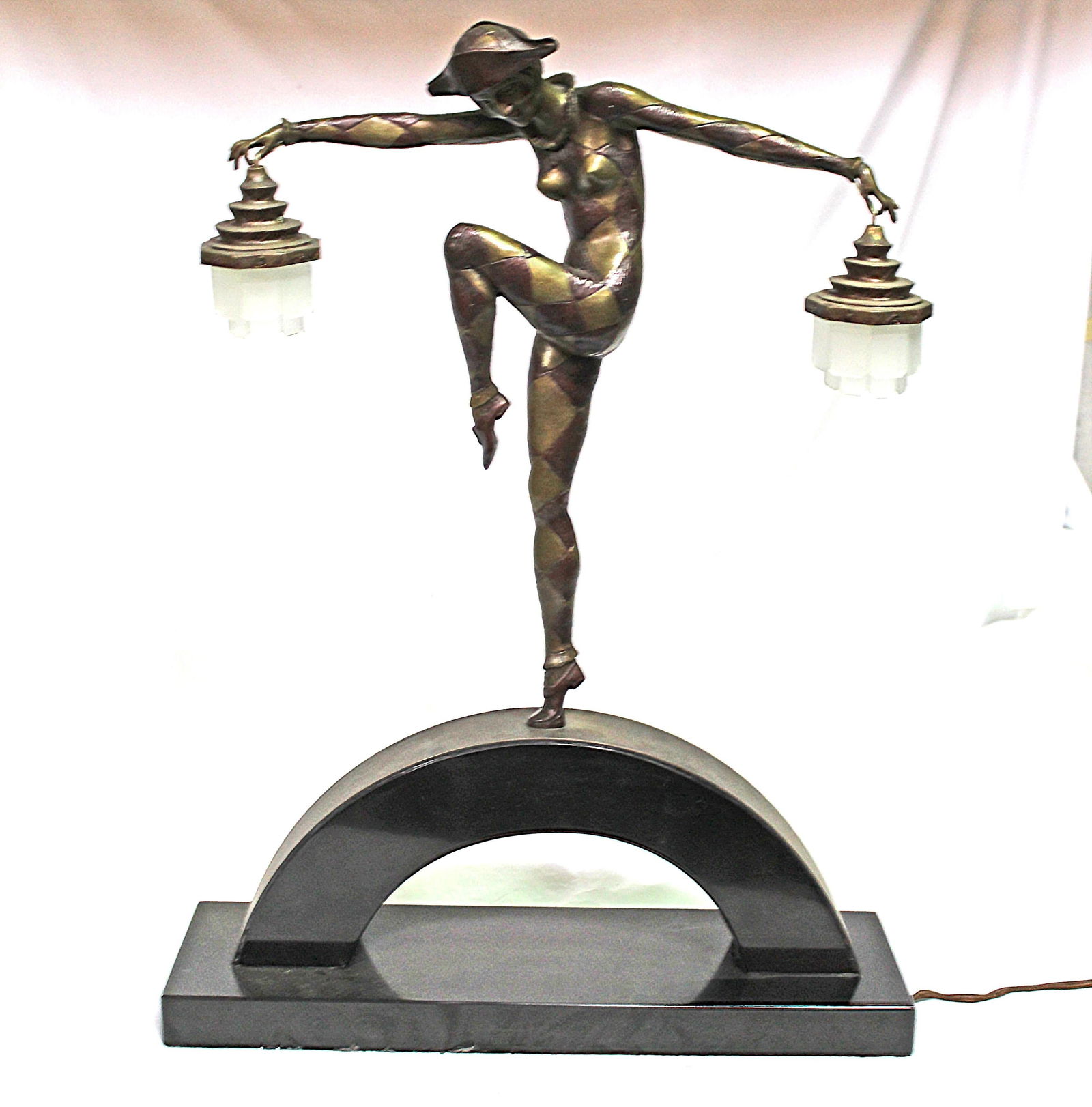 Art Deco Style Bronze Harlequin Lamp - 14