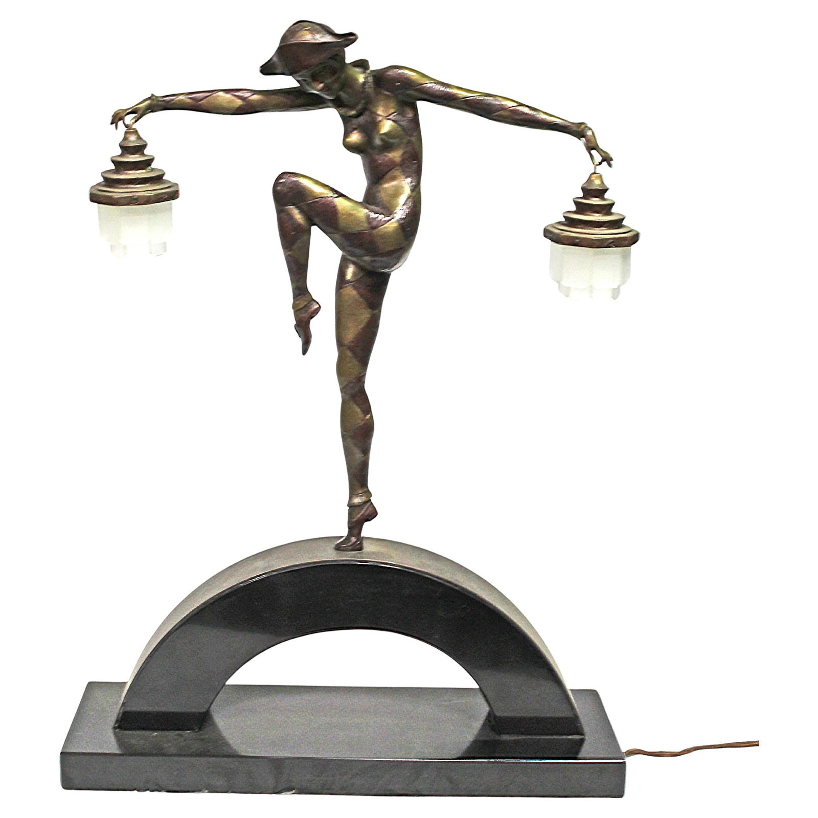 Art Deco Style Bronze Harlequin Lamp (1 of 20)