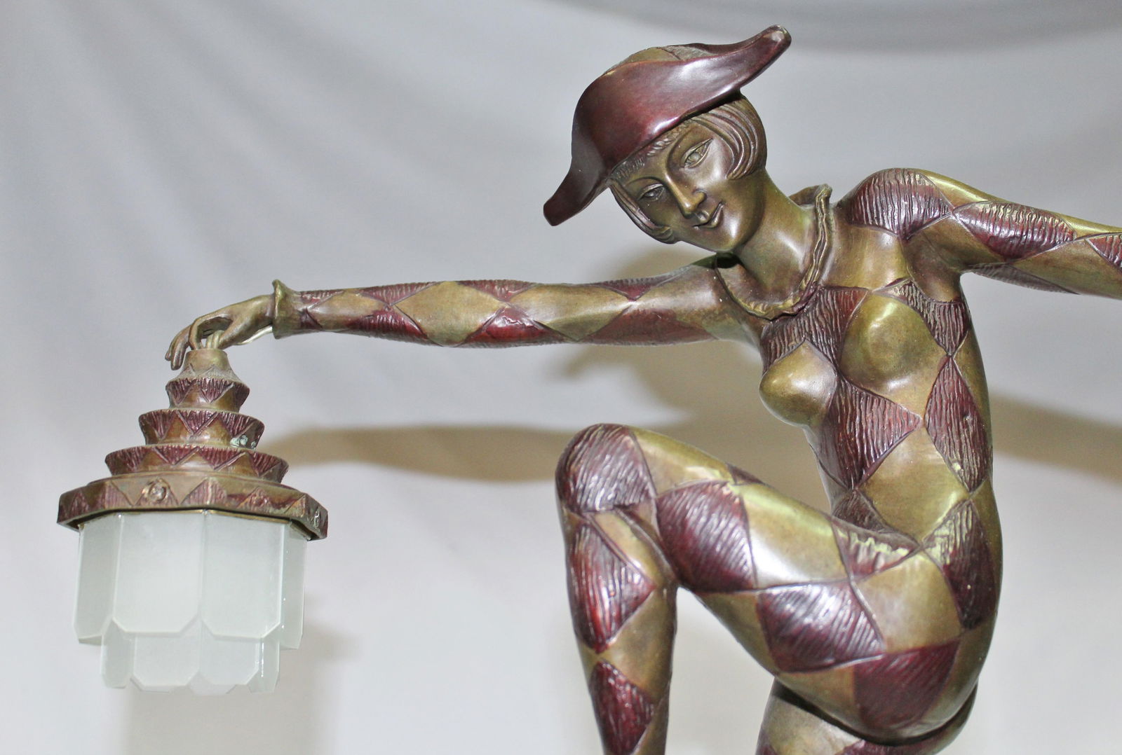 Art Deco Style Bronze Harlequin Lamp - 8
