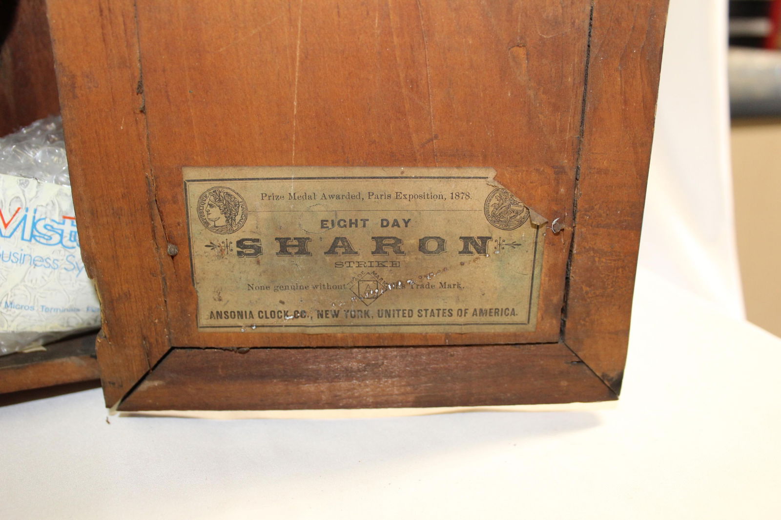 Antique Clock Ansonia Oak Case w Eagle - 15