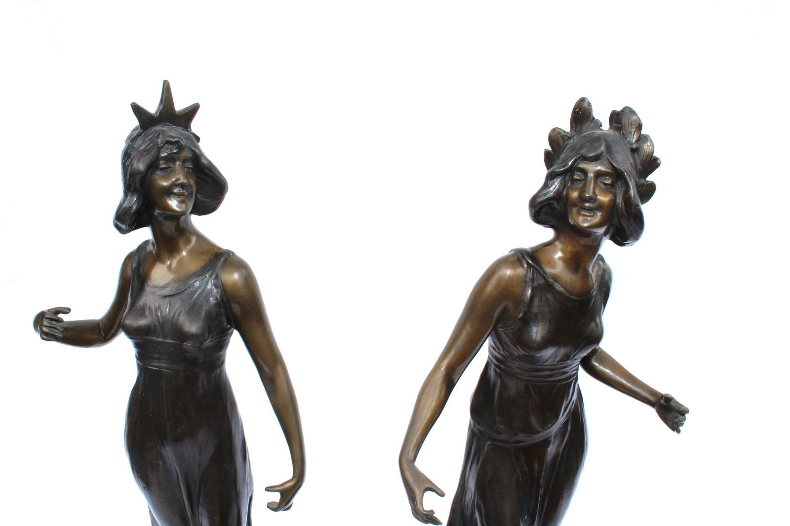 Mid Century Modern/Art Nouveau , Bronze , pair , Lady Figurines - 17