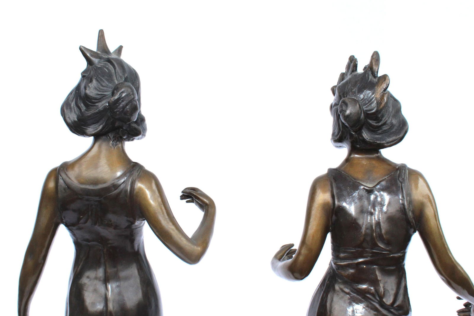Mid Century Modern/Art Nouveau , Bronze , pair , Lady Figurines - 4