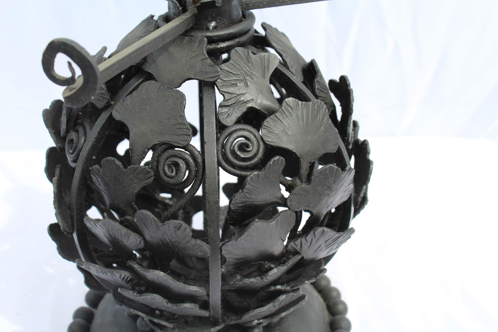 Art Deco Lamp Glass and Forged Iron Base after E.Brandt and Daum - 4