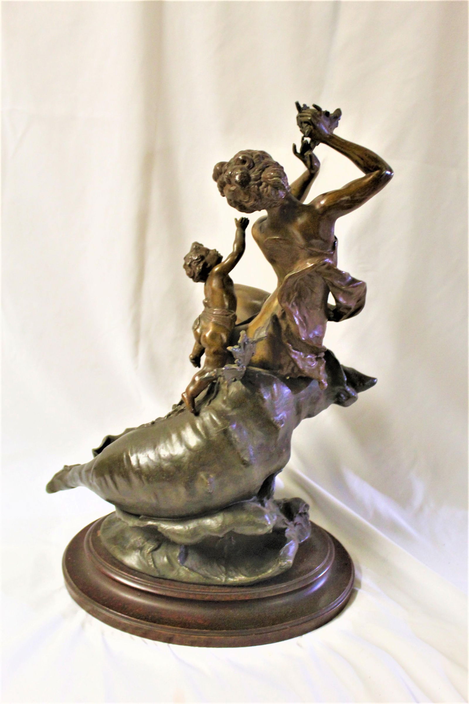 Original Female Nude on a Shell with Putti, Art Nouveau 1890, s Signed - 11
