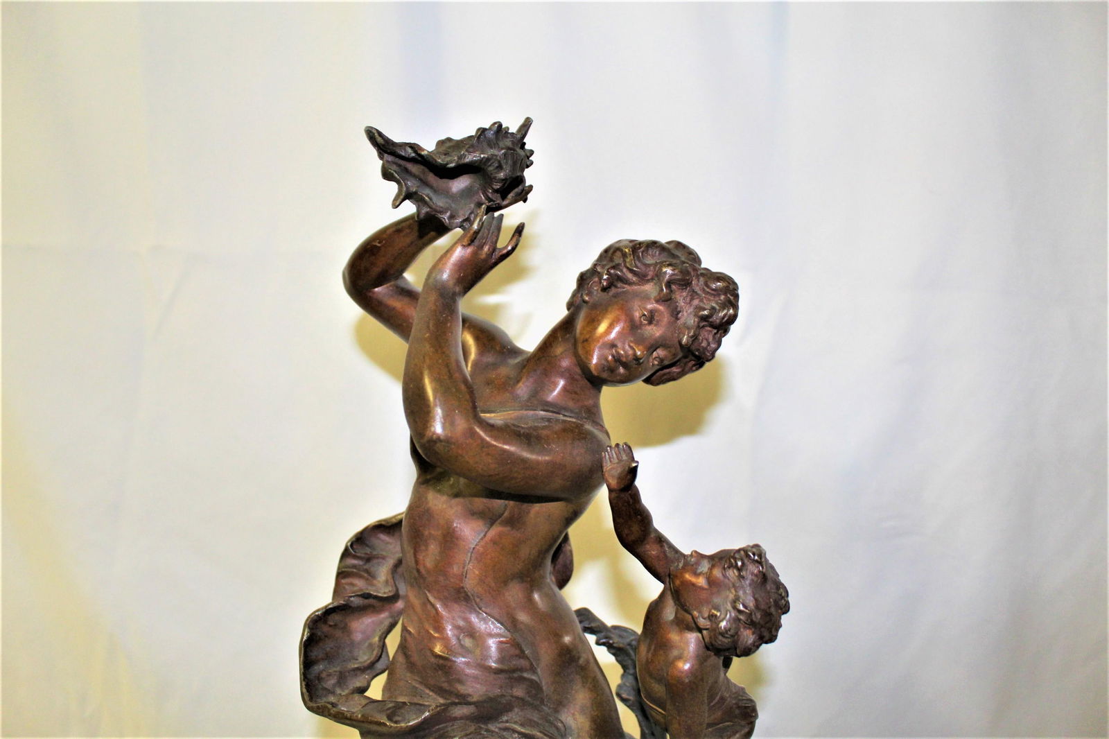 Original Female Nude on a Shell with Putti, Art Nouveau 1890, s Signed - 18