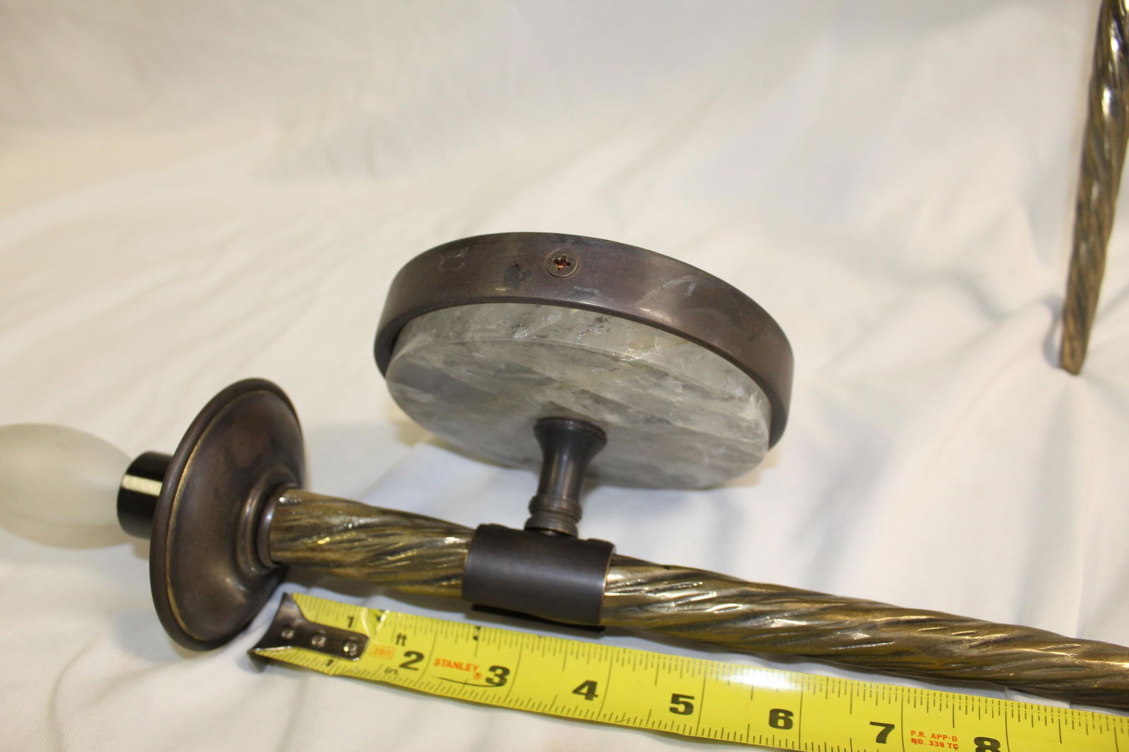 Mid-Century Modern Sconces, Bronze, Rock Crystal Clip on Shades - 12