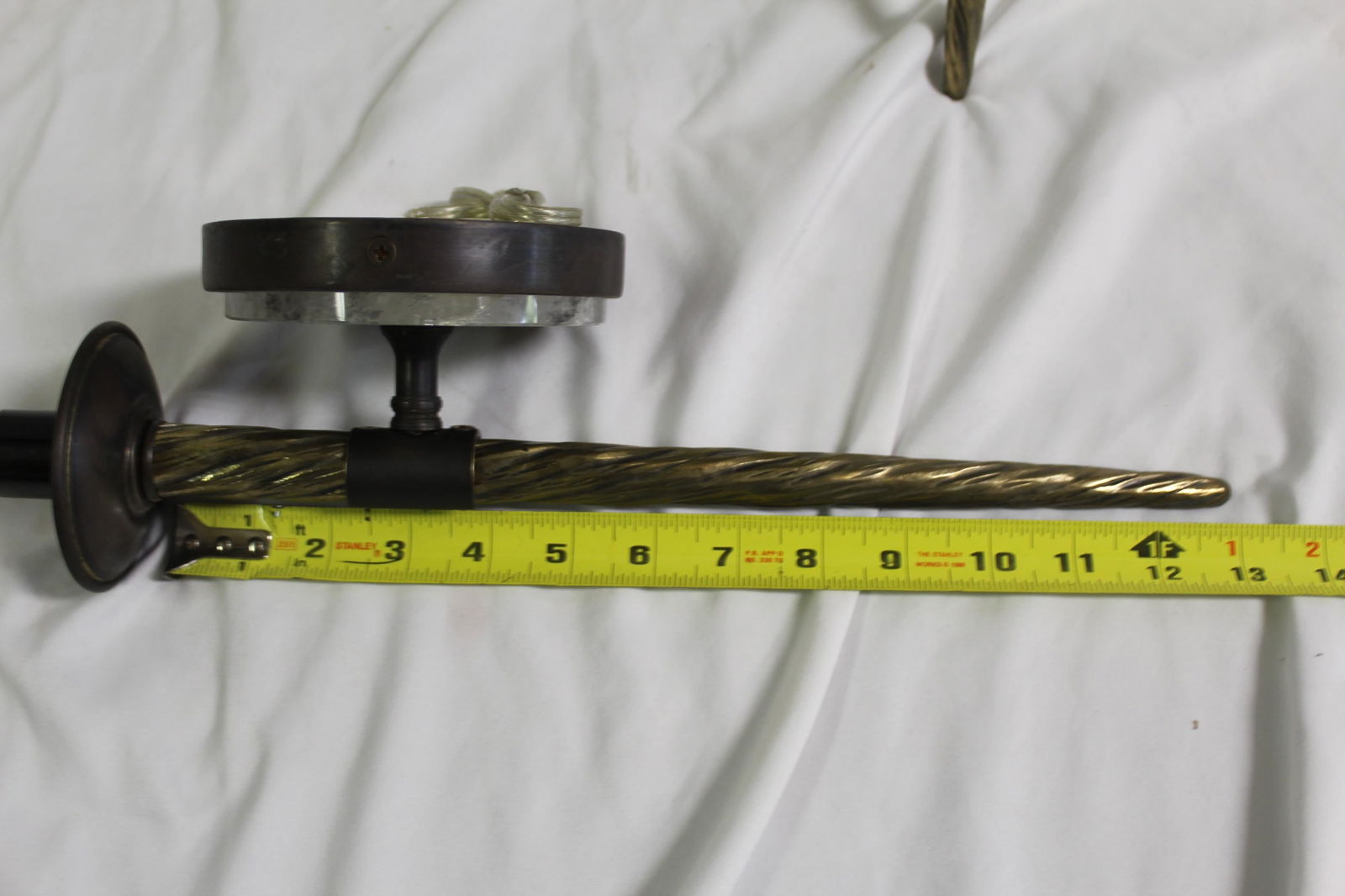 Mid-Century Modern Sconces, Bronze, Rock Crystal Clip on Shades - 13