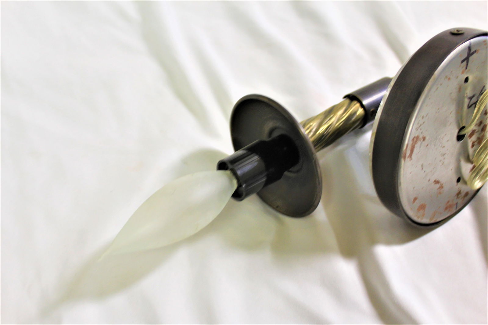 Mid-Century Modern Sconces, Bronze, Rock Crystal Clip on Shades - 3