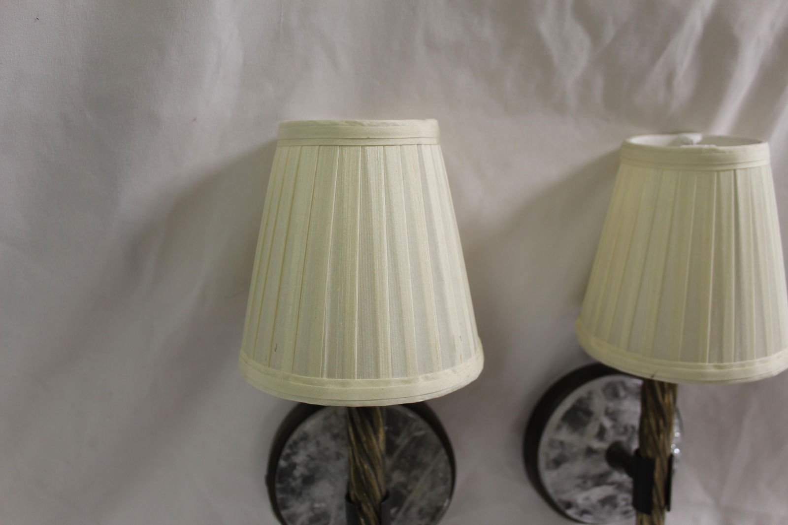 Mid-Century Modern Sconces, Bronze, Rock Crystal Clip on Shades - 9