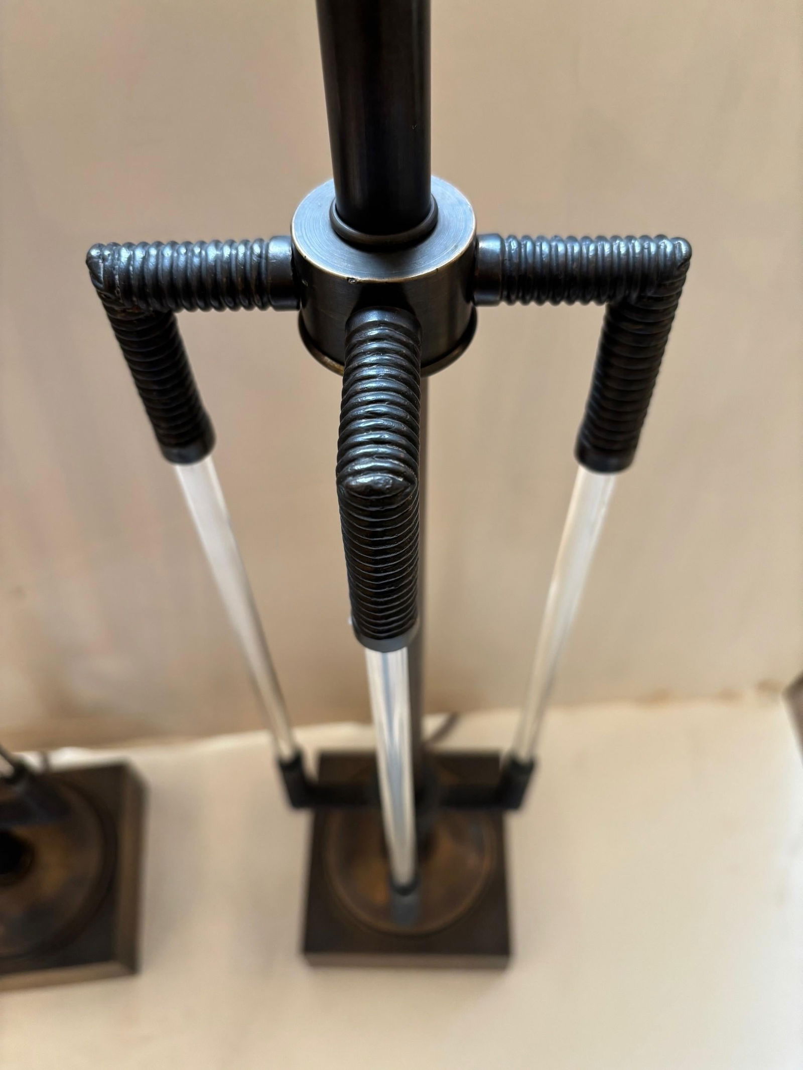 Cast Bronze, Art Deco Lamps with Solid Glass Rods - 4