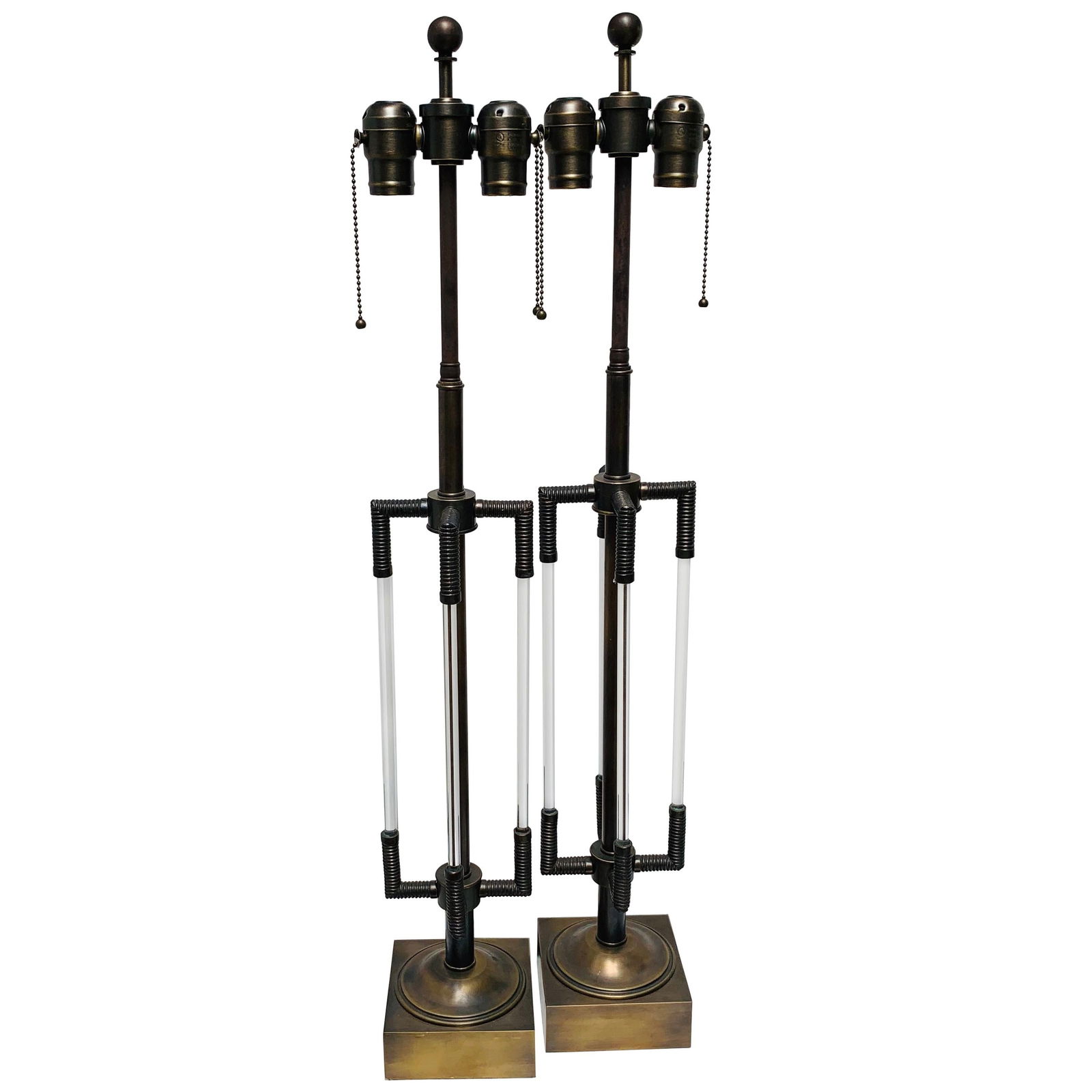 Cast Bronze, Art Deco Lamps with Solid Glass Rods - 7