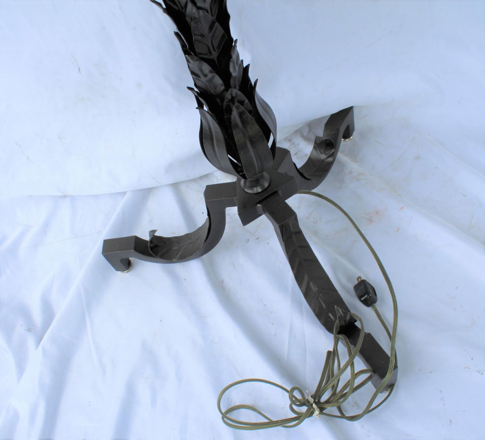 Modern /Deco Floor Lamp, Hand Forged and Stamped Leaf Design, Delux Sockets - 15