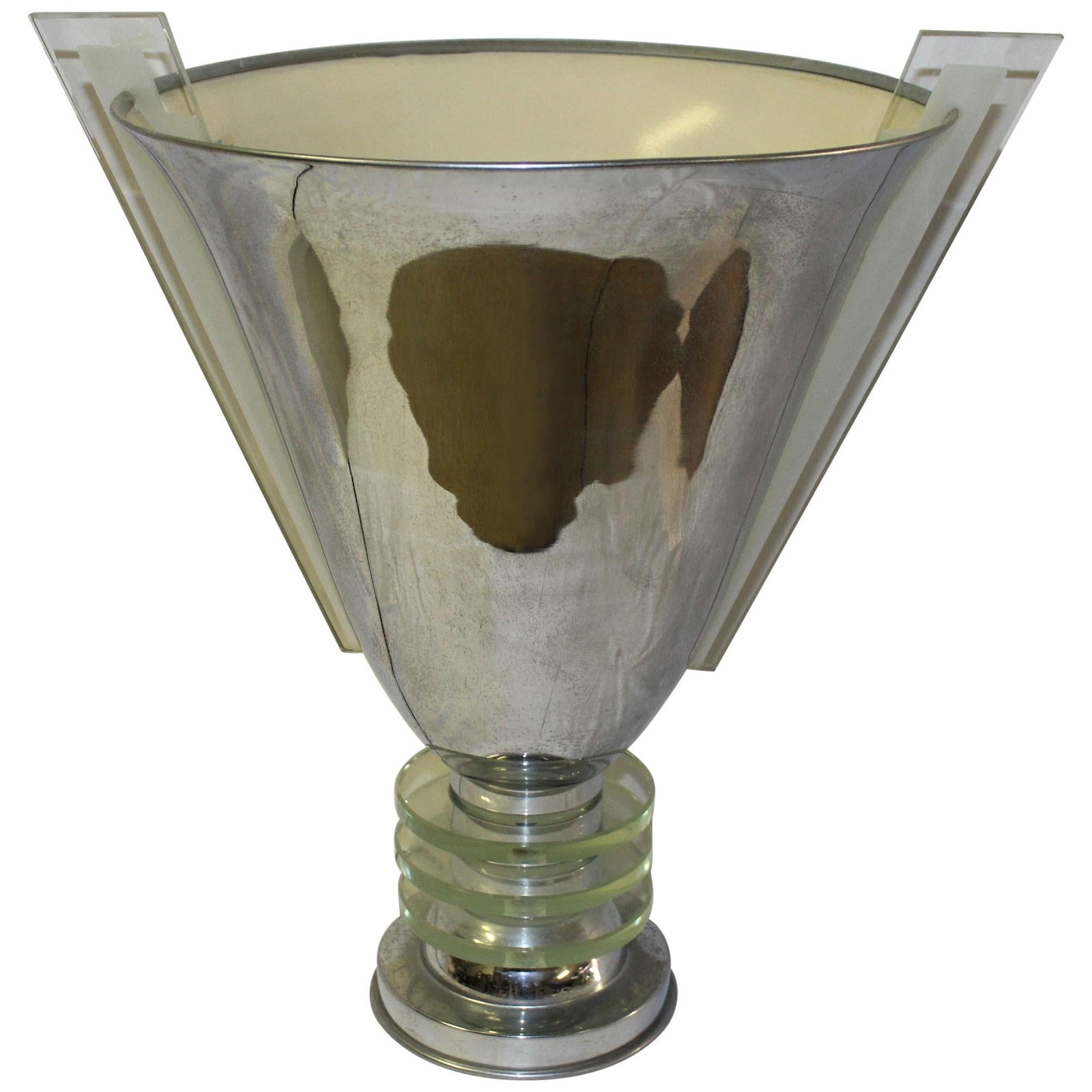 Art Deco Original Up Lamp Hi-Polish Chrome, Glass Inserts (1 of 20)
