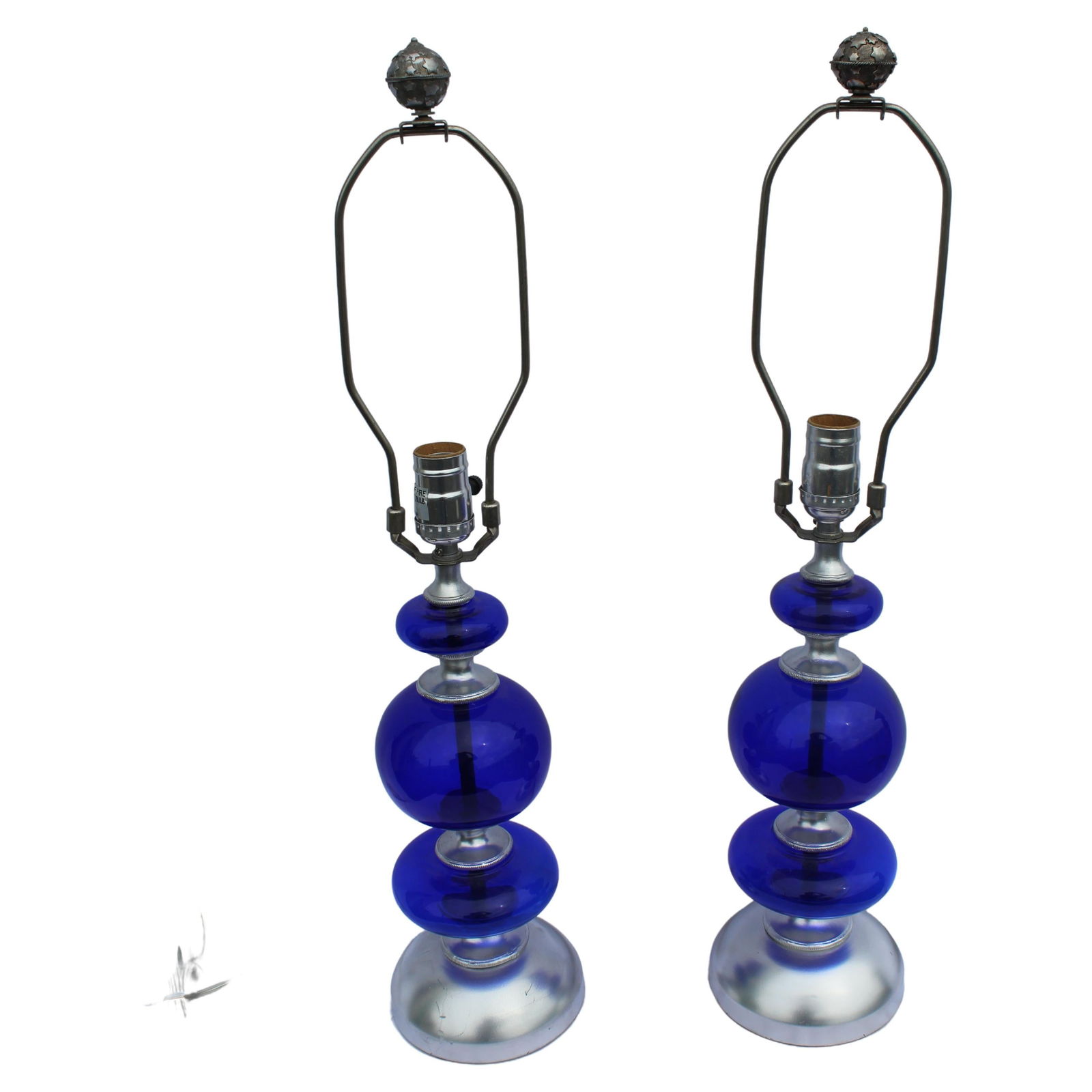 Mid-Century Modern Cobalt Blue Glass Lamps Pair (1 of 20)
