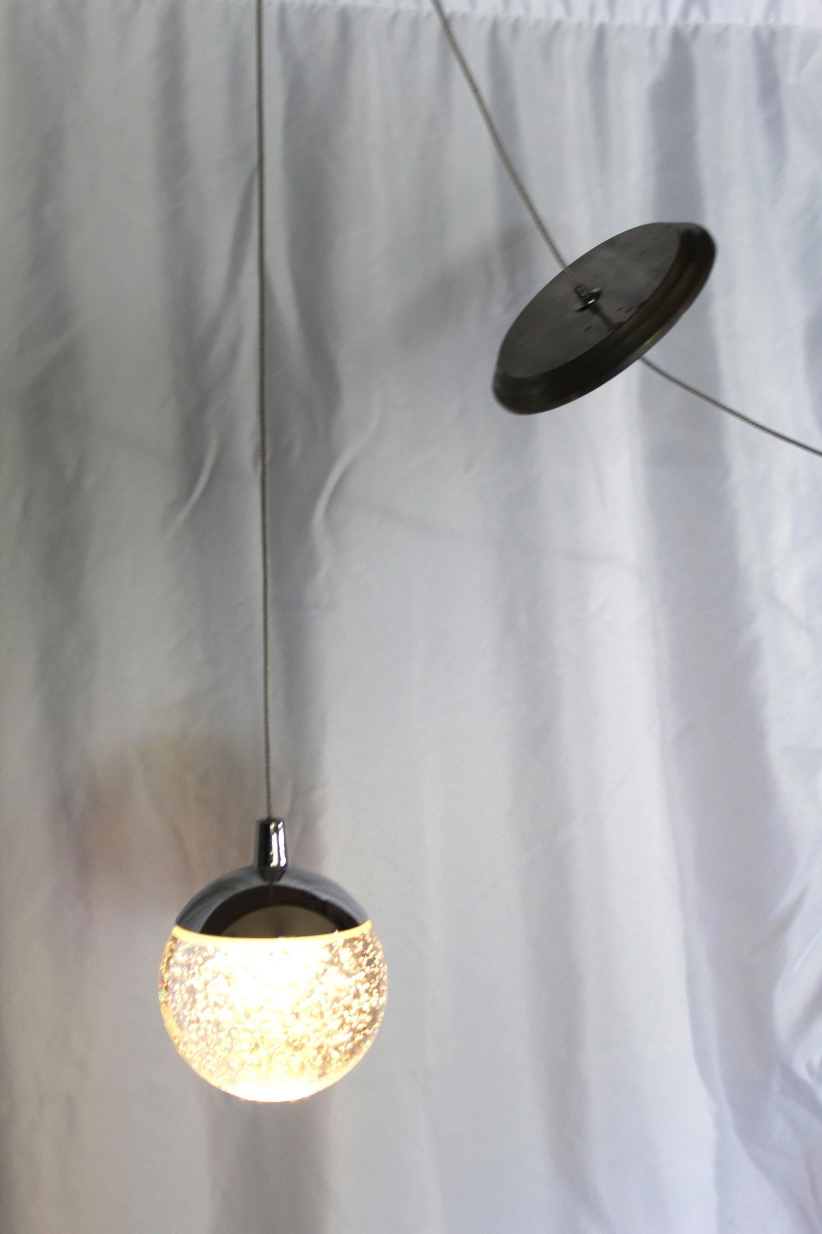 Mid Century Modern Single Glass Orb pendant light , Italian - 14