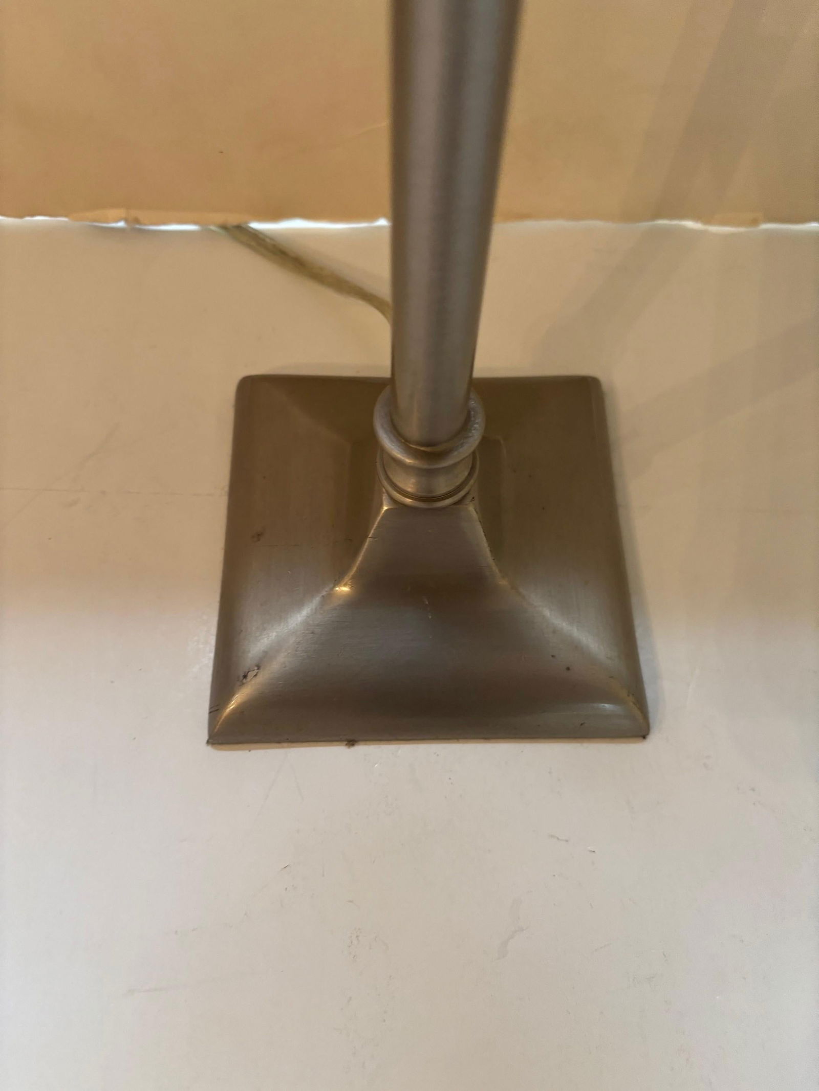 Vintage Nickle Plated Adjustable Table Lamp with Hardwired Integral Helmet Shade - 19