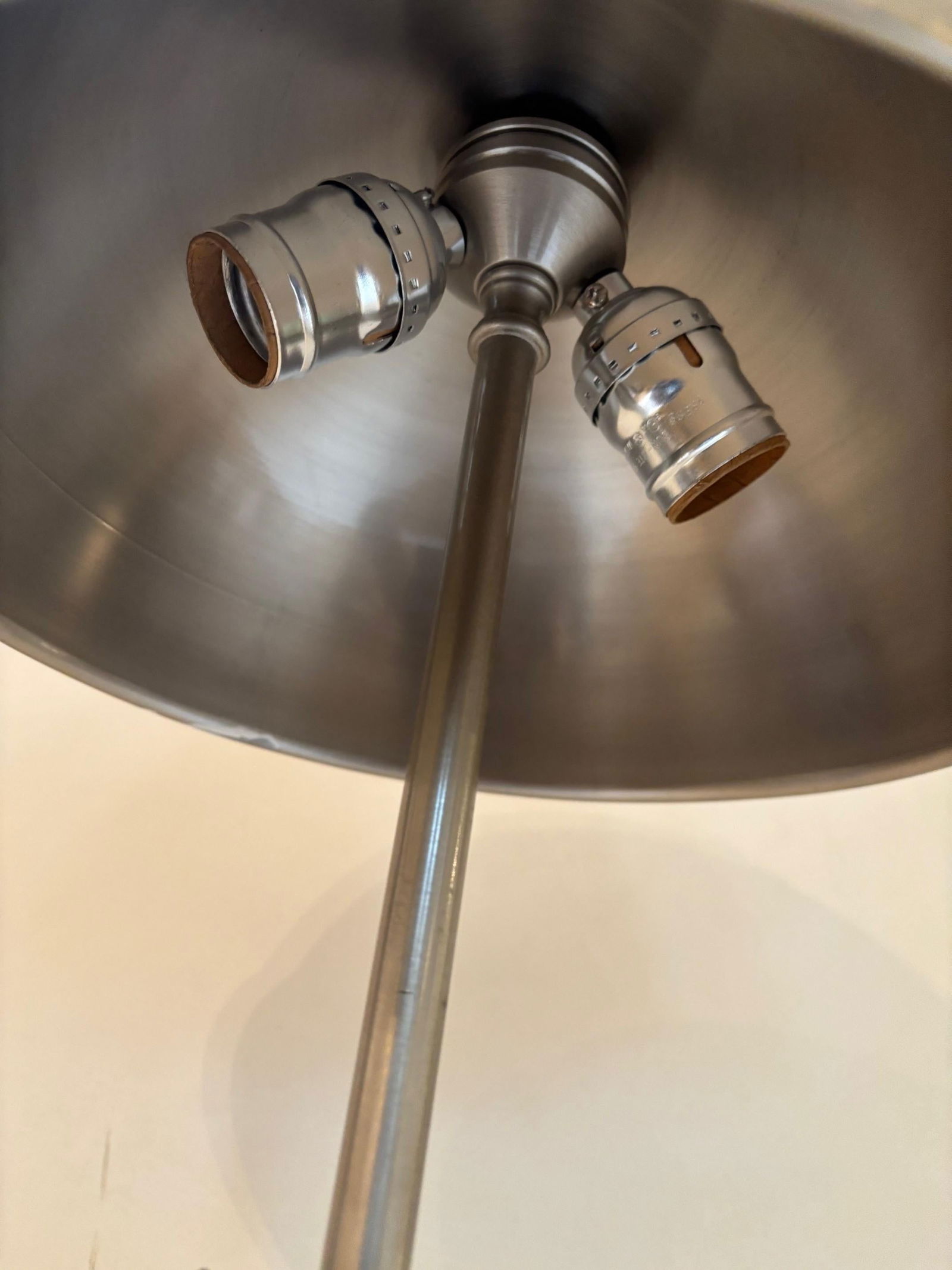 Vintage Nickle Plated Adjustable Table Lamp with Hardwired Integral Helmet Shade - 20