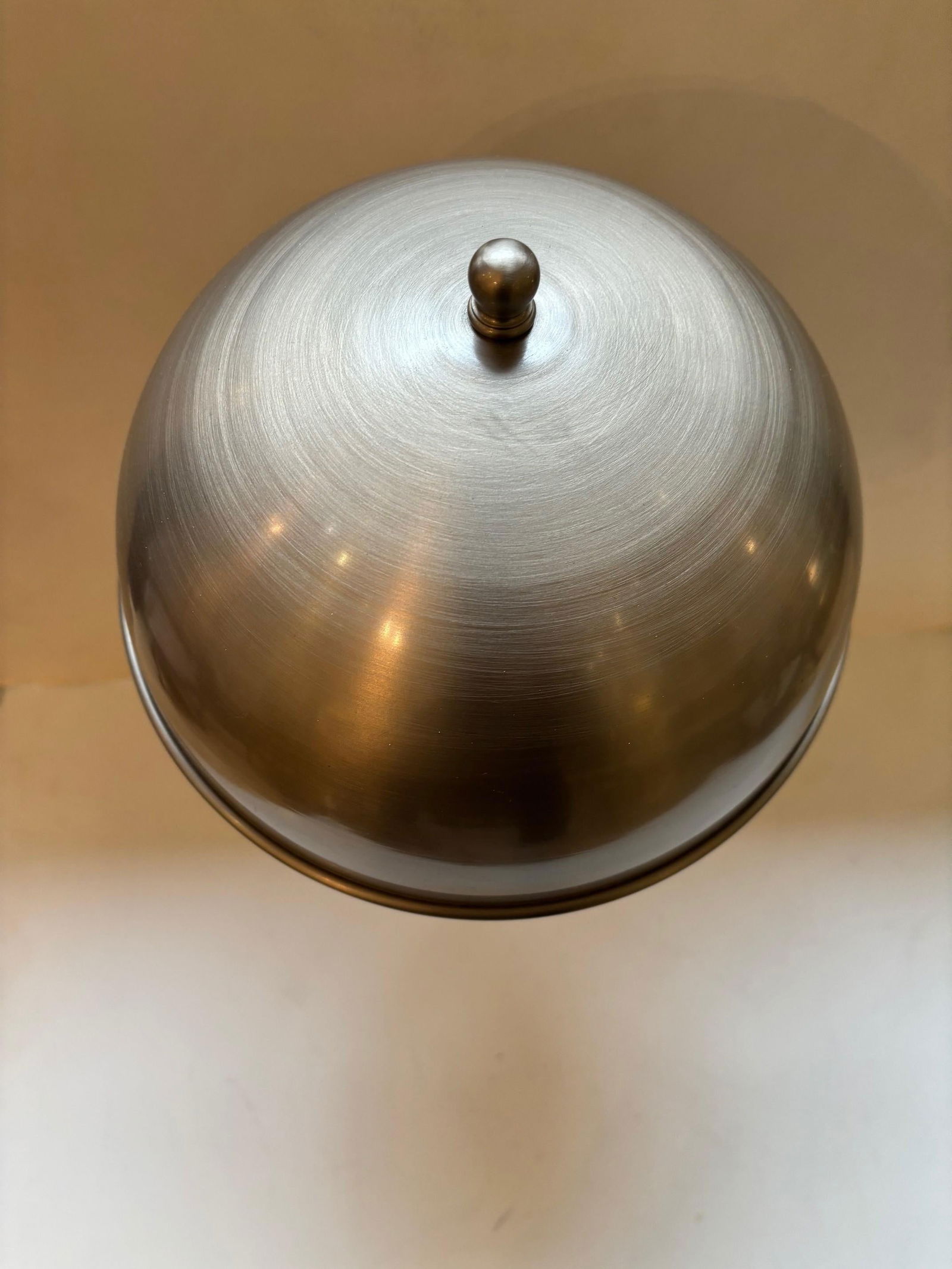 Vintage Nickle Plated Adjustable Table Lamp with Hardwired Integral Helmet Shade - 3