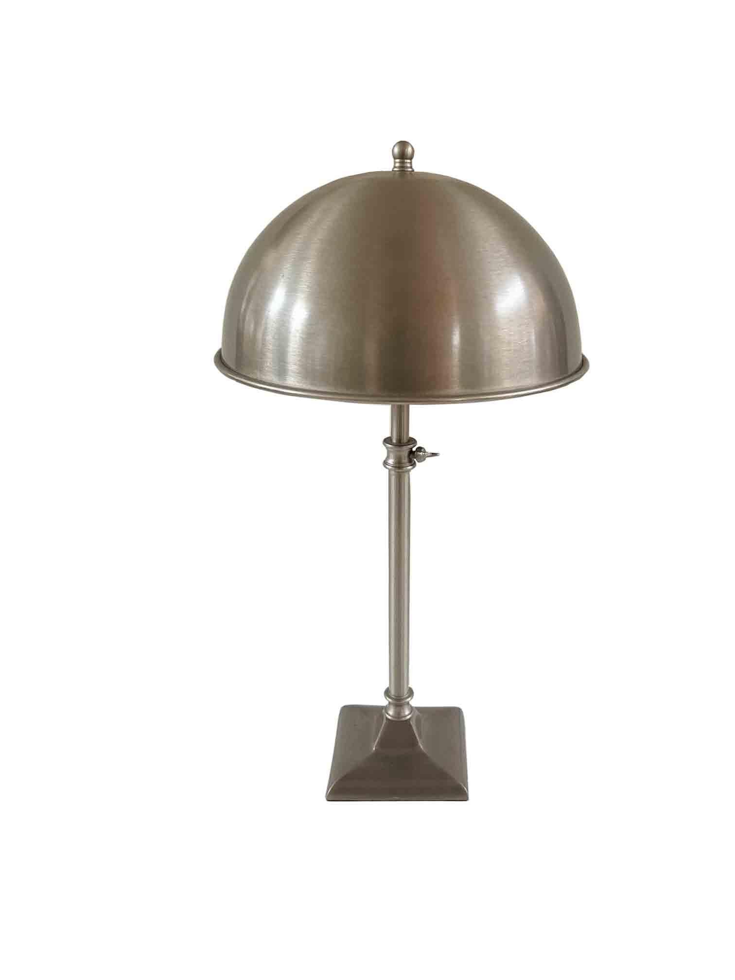 Vintage Nickle Plated Adjustable Table Lamp with Hardwired Integral Helmet Shade - 5