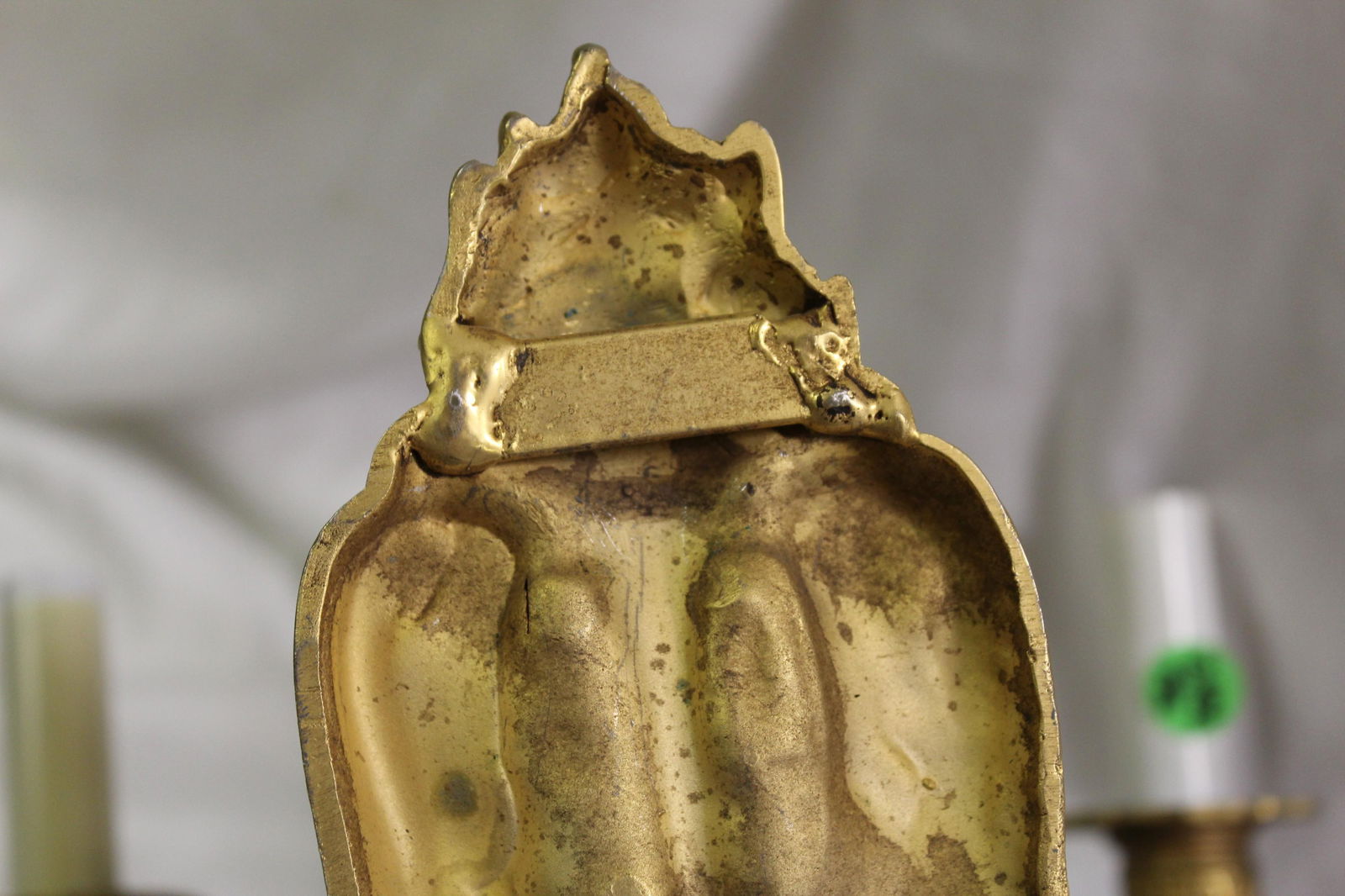 Pr French Sconces, 3 arm Gold Dore "finish , Lady Faces - 6