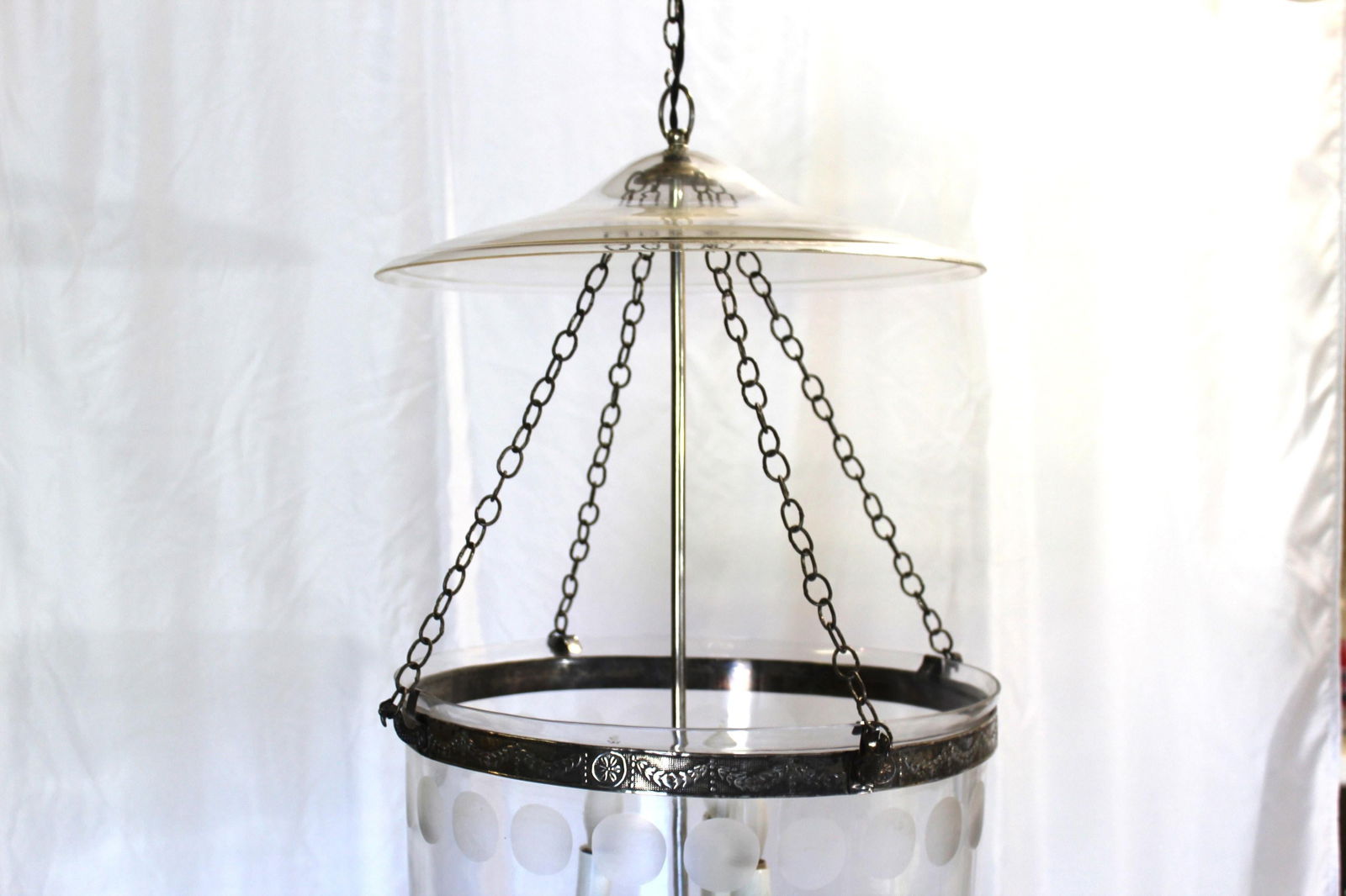 Late 20 th Century Larger Bell Jar , Silver Plated finish , cut Circles - 20