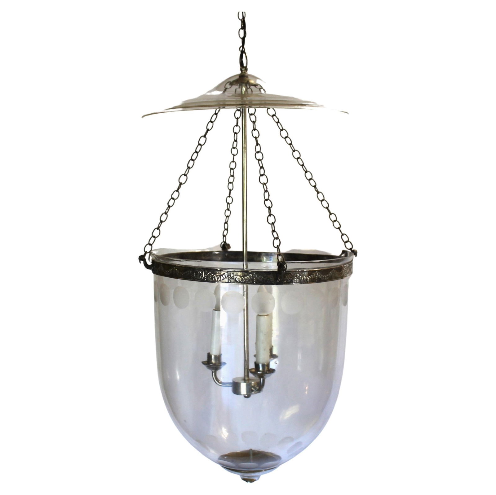 Late 20 th Century Larger Bell Jar , Silver Plated finish , cut Circles - 7